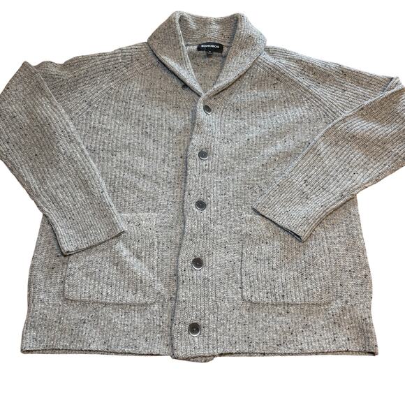 Bonobos Other - Bonobos Shawl Collar Cardigan Textured Gray Knit Grandpa M Pockets Wool Blend